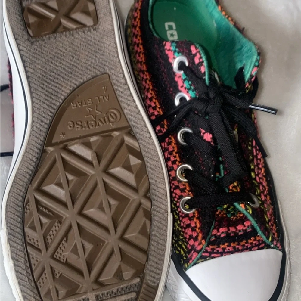 Converse woven multi color knit low tops sneakers SZ 6 women - Picture 2 of 5
